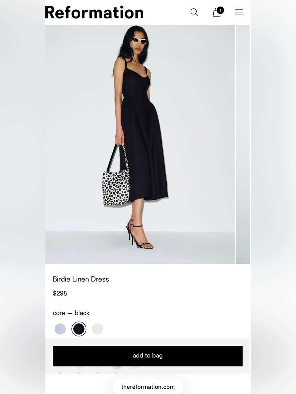 Reformation Black Linen Midi Dress